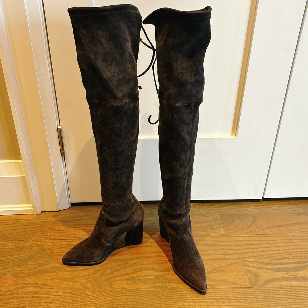 Stuart Weitzman highland grey suede boots